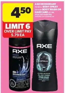 Real Canadian Superstore AXE Deodorant, Body Spray, Body Wash or Hair Care offer