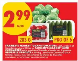 No Frills FARMER’S MARKET GRAPE TOMATOES / MINI CUCUMBERS / BRUSSELS SPROUTS offer