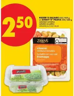 No Frills RESER'S SALADS or ZIGGY'S PASTA offer