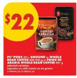 No Frills PC Pods, Ground or Whole Bean Coffee offer
