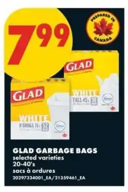 No Frills GLAD GARBAGE BAGS offer