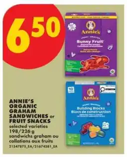 No Frills ANNIE'S ORGANIC GRAHAM SANDWICHES or FRUIT SNACKS offer