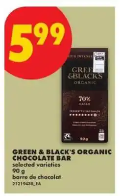 No Frills GREEN & BLACK'S ORGANIC CHOCOLATE BAR offer