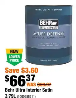 Home Depot Behr Ultra interior satin offer