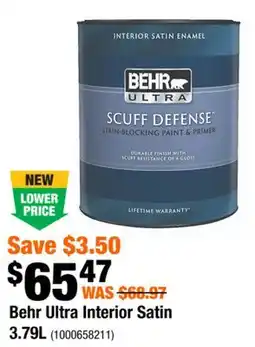 Home Depot Behr Ultra interior satin offer