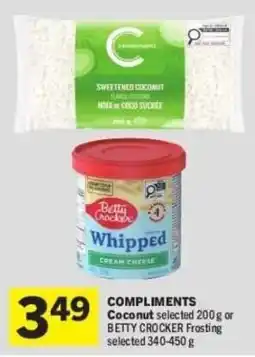 Co-op Compliments coconut selected or Betty crocker frosting selected offer