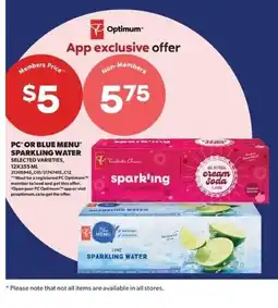 Real Canadian Superstore PC or blue menu sparkling water offer