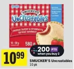 Co-op Smucker's Uncrustables peanut butter & strawberry spread sandwich offer