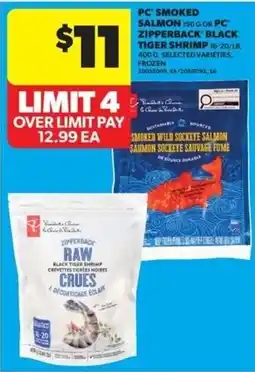 Real Canadian Superstore PC smoked salmon or PC zipperback black tiger shrimp offer