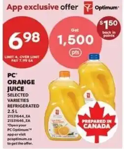 Real Canadian Superstore PC orange juice offer