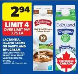 Real Canadian Superstore Lactantia or Dairyland 10% cream offer