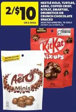 Real Canadian Superstore Nestle rolo, turtles, aero, coffee crisp, kitkat, smarties, drumstick or crunch chocolate snacks offer