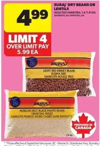 Suraj dry beans or lentils