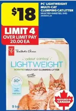 Real Canadian Superstore President's Choice lightweight scented multi-cat clumping litter offer