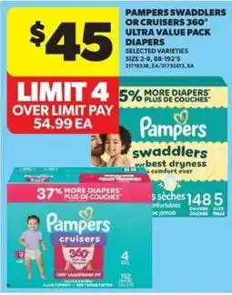 Real Canadian Superstore Pampers swaddlers or cruisers 360 ultra value pack diapers offer
