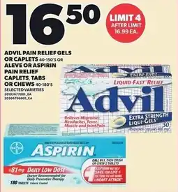 Loblaws Advil pain relief gels or caplets or aleve or aspirin offer
