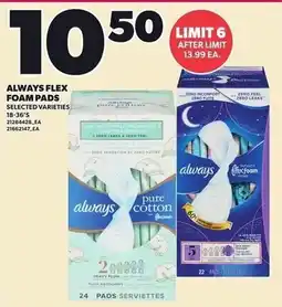 Loblaws Always flex foam pads offer