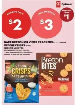Real Canadian Superstore Dare breton or vinta crackers veggie crisps offer