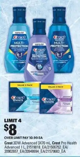 Real Canadian Superstore Crest 3D White Advanced, Crest Pro Health Multi-Protection offer