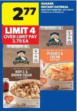 Real Canadian Superstore Quaker instant oatmeal offer