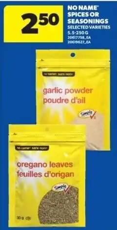 Real Canadian Superstore No Name spices or seasonings offer