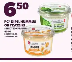 Loblaws PC dips hummus or tzatziki offer