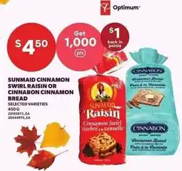 Loblaws Sunmaid cinnamon raisin or cinnamonon cinnamon bread offer