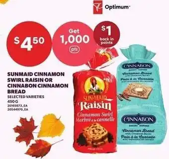 Sunmaid cinnamon raisin or cinnamonon cinnamon bread