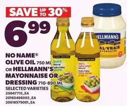 Loblaws No Name olive oil or Hellmann's mayonnaise or dressing offer