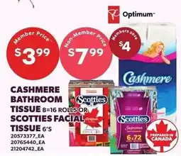 Loblaws Cashmere bathroom tissue or Scotties facial tissue offer