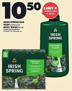 Loblaws Irish spring bar soap or body wash offer
