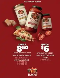 Real Canadian Superstore Rao's pasta sauce offer