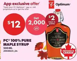 Loblaws PC 100% Pure Maple Syrup offer