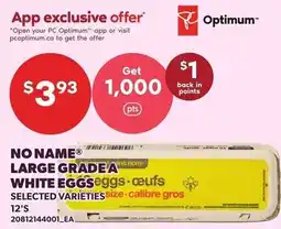 Loblaws No Name large grade a white eggs offer