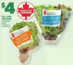 Loblaws PC live lettuce offer