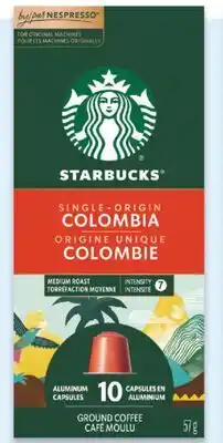 Walmart Starbucks by Nespresso blonde espresso roast 53 g or Colombia 57 g ground coffee offer