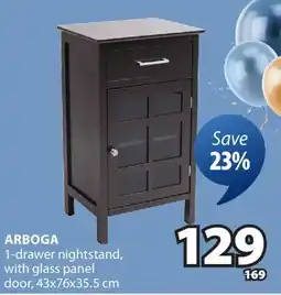 JYSK ARBOGA 1-drawer nightstand, with glass panel door offer