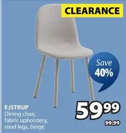 JYSK EJSTRUP Dining chair, fabric upholstery, steel legs, beige offer
