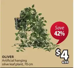 JYSK OLIVER Artificial hanging olive leaf plant, 70 cm offer