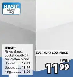 JYSK JERSEY Fitted sheet, pocket depth 35 cm, cotton blend offer