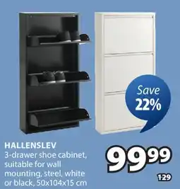 JYSK HALLENSLEV 3-drawer shoe cabinet offer