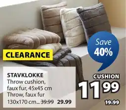 JYSK STAVKLOKKE Throw cushion, faux fur, 45x45 cm Throw, faux fur offer