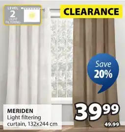 JYSK MERIDEN Light filtering curtain offer