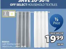 JYSK REBEKA Light filtering curtain offer