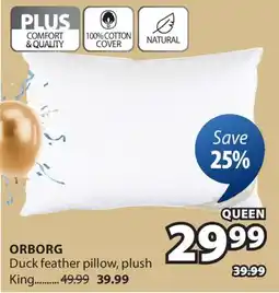 JYSK ORBORG Duck feather pillow, plush offer