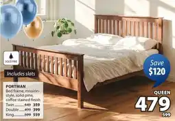 JYSK PORTMAN Bed frame mission style, solid pine, coffee stained finish offer