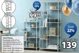 JYSK TRAPPEDAL Bookcase with off-set oak colour shelves and steel frame offer