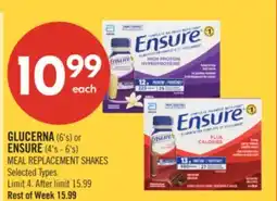 Shoppers Drug Mart GLUCERNA (6's) or ENSURE (4's - 6's) MEAL REPLACEMENT SHAKES offer
