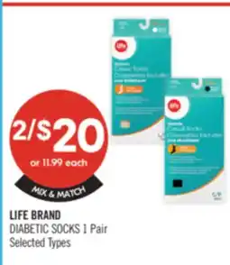 Shoppers Drug Mart LIFE BRAND DIABETIC SOCKS offer