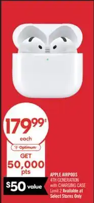 Shoppers Drug Mart APPLE AIRPODS 4TH GENERATION with CHARGING CASE offer